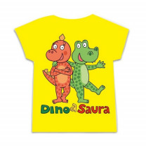 Tričko žluté s Dino a Saura velikost 104 v hodnotě 325 Kč